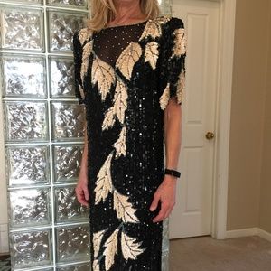 SHOMAX Silk and Sequined Formal Dress, Vintage